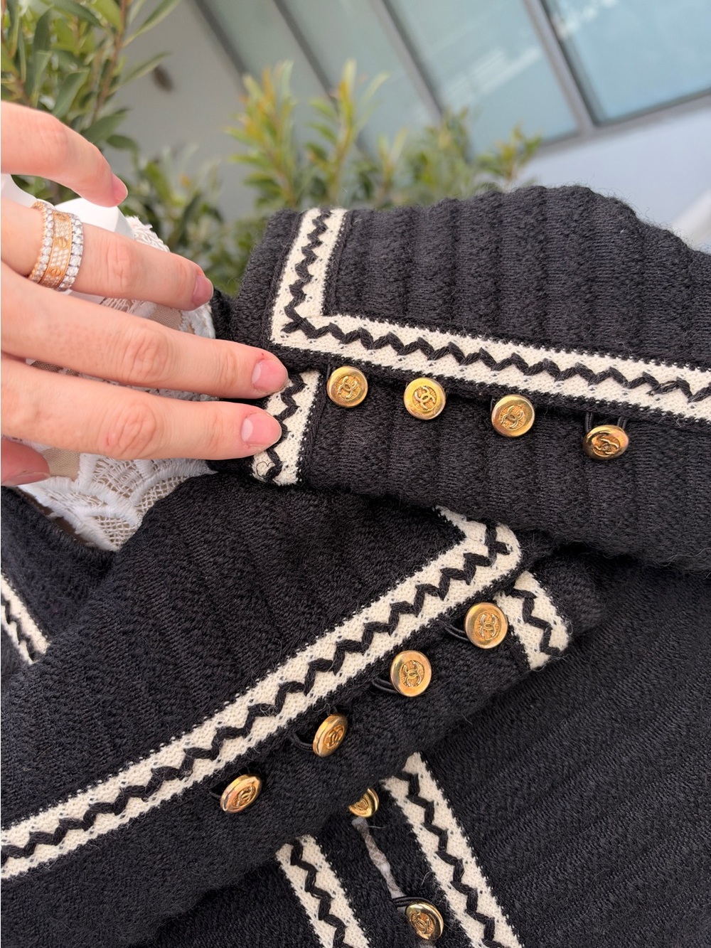 Vintage CHANEL Boutique Black Tweed Jacket & Maxi Skirt Suit Set Gold CC Buttons - Picture 5 of 14